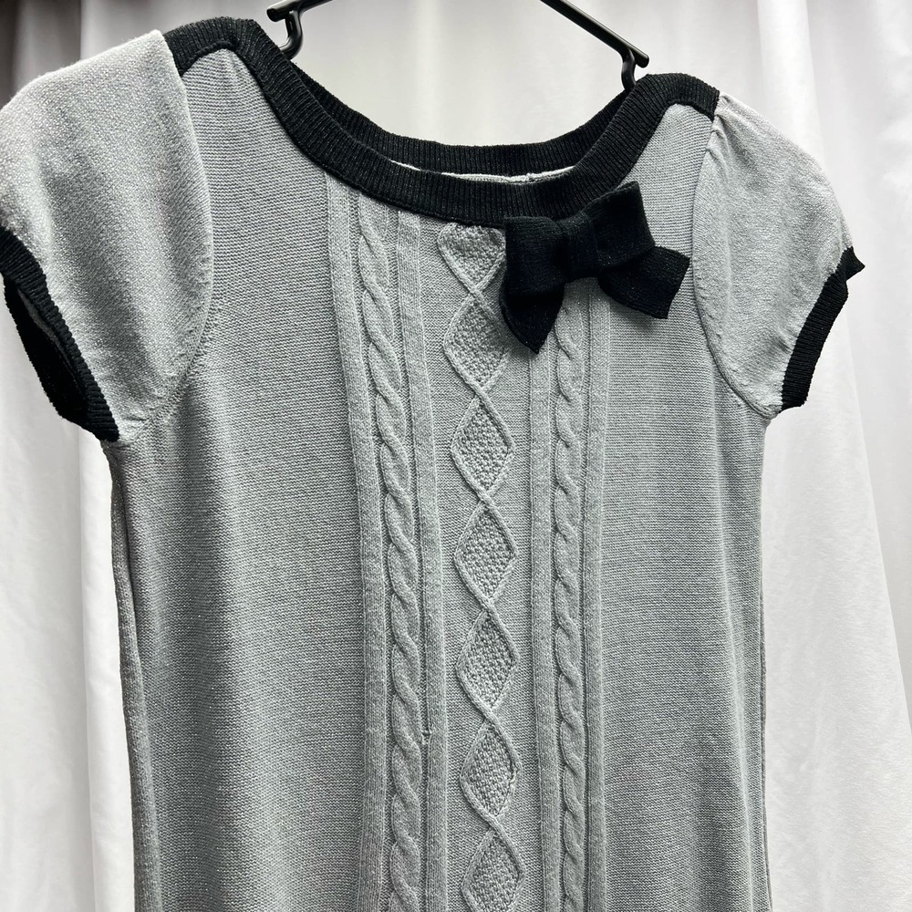 VTG Sears Roebuck & Co. Sweater Dress Gray Black Metallic Mixed Knit Size 10/12